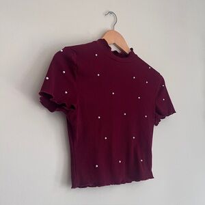 SHEIN Pearl Burgundy Crop Top